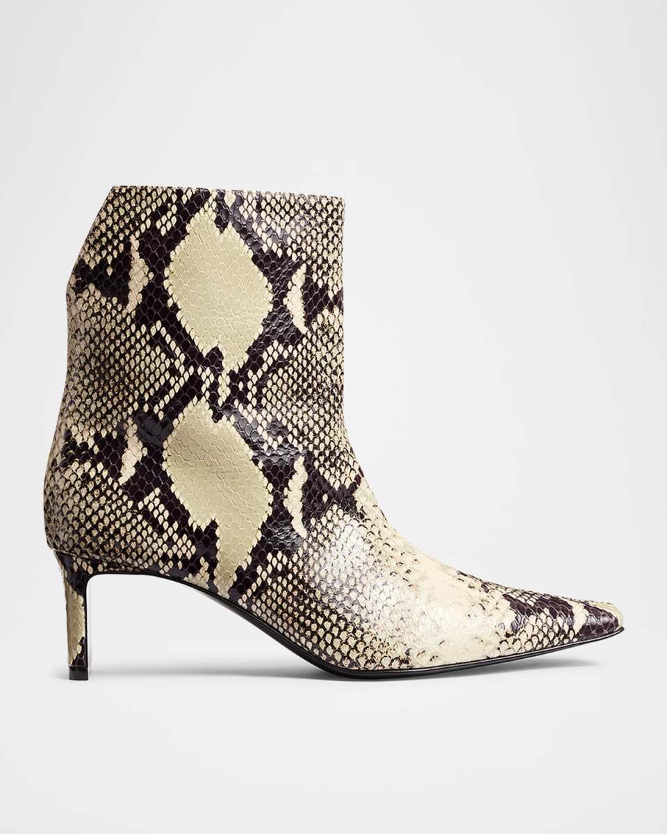 Ona Python-Embossed Stiletto Ankle Boots